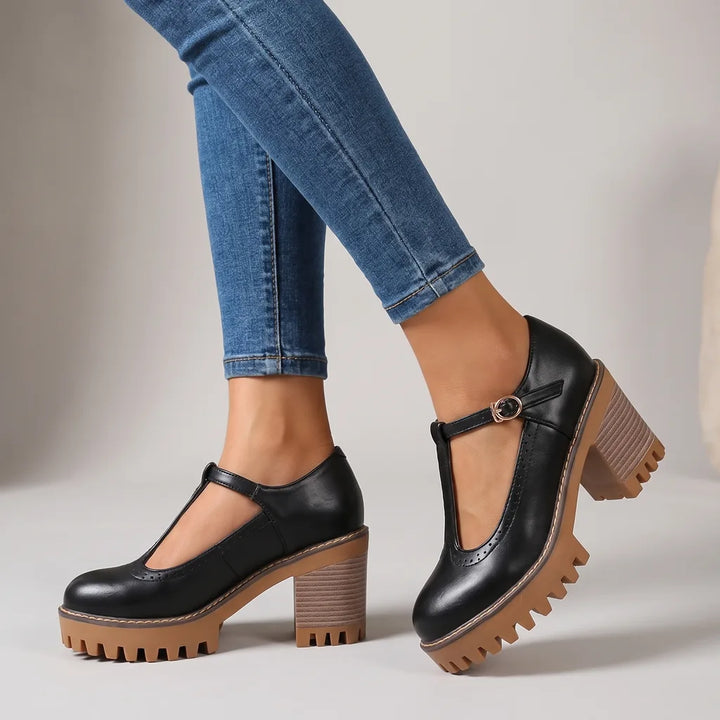 Elinor  | Women's Mary Jane Heels   - Color:Black;Size:35