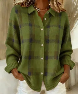 Elis | Women's Soft Knit Cardigan Blouse - Size:XS;Color:Green
