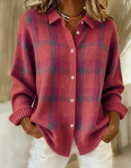 Elis | Women's Soft Knit Cardigan Blouse - Size:XS;Color:Pink