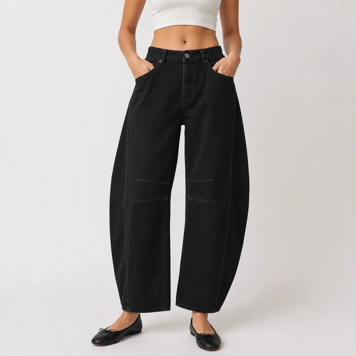 Elise | Baggy Wide Leg Jeans - Color:Black;Size:XS