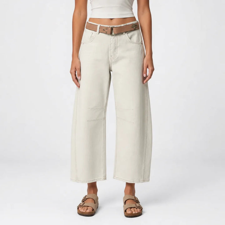 Elise | Baggy Wide Leg Jeans - Color:White;Size:XS