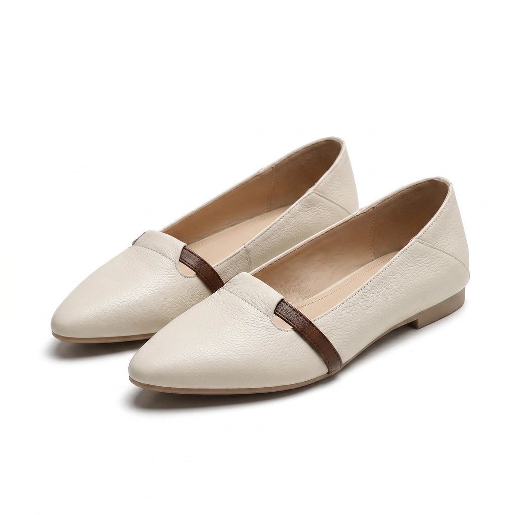 Elise Cap-Toe Flats - Color:Cream;Size:35