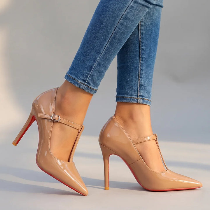 Elissa | Women's Mary Jane Heels   - Color:Nude;Size:35