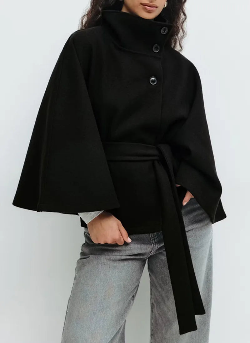 Eliza | Women's Belted Coat  - Color:Black;Size:XS