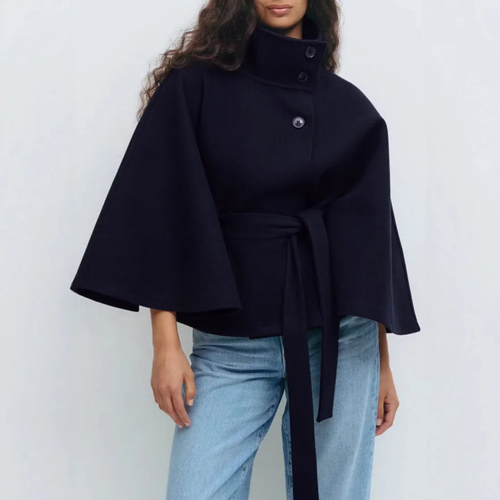 Eliza | Women's Belted Coat  - Color:Navy Blue;Size:XS