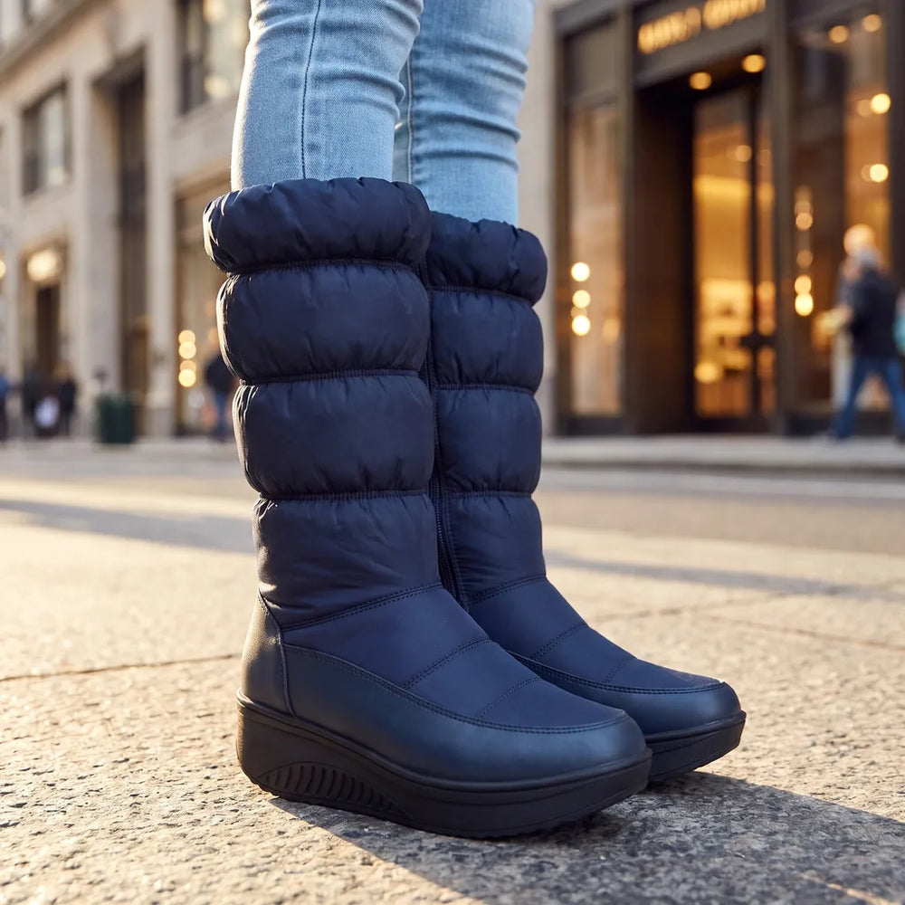 Women's Blue Rose Wedge Snow Boots