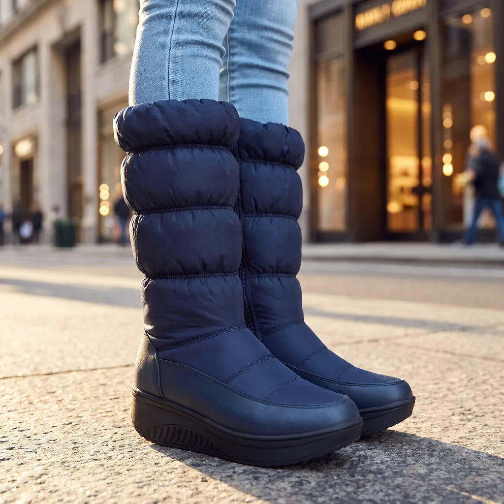 Women's Blue Rose Wedge Snow Boots