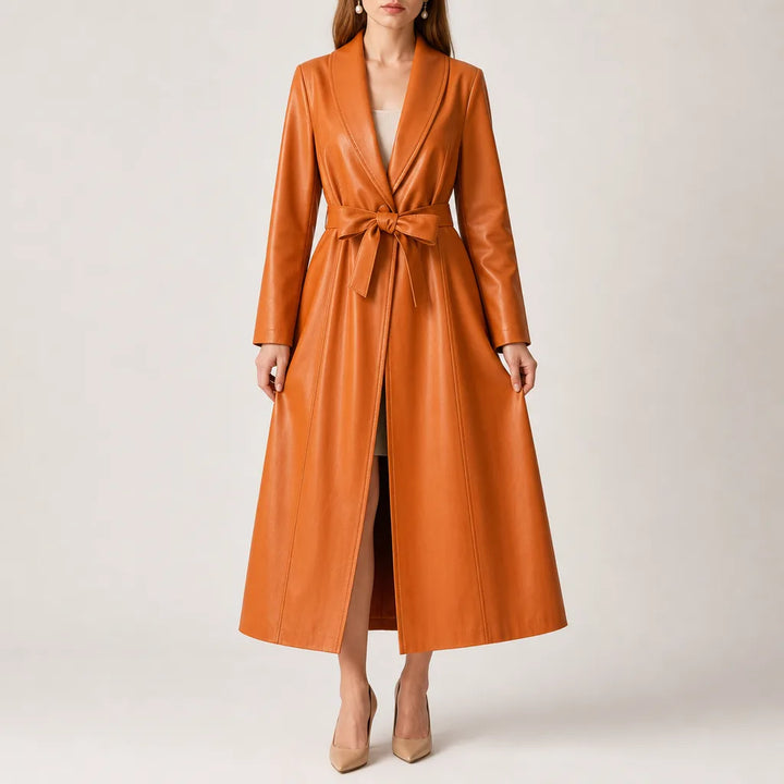 Elizabeth Wrap Coat - Color:Orange;Size:S