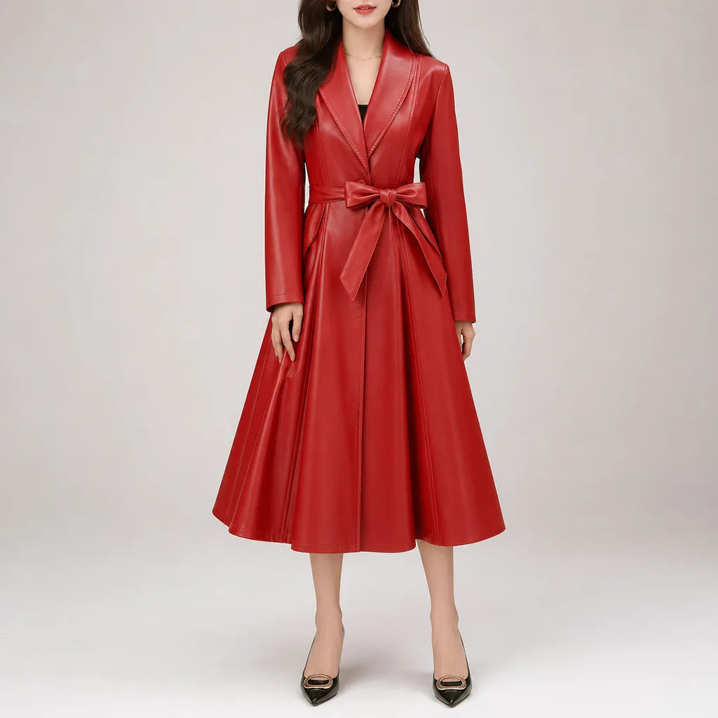 Elizabeth Wrap Coat - Color:Red;Size:S