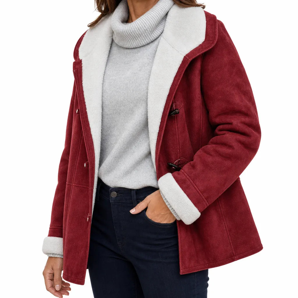 Women's Red Sawyer Fur Collar Jacket