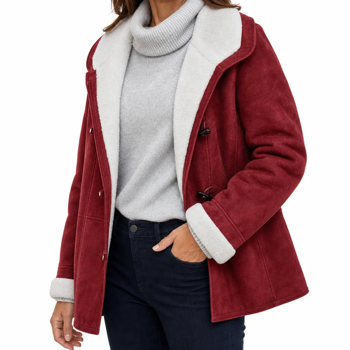 Women's Red Sawyer Fur Collar Jacket