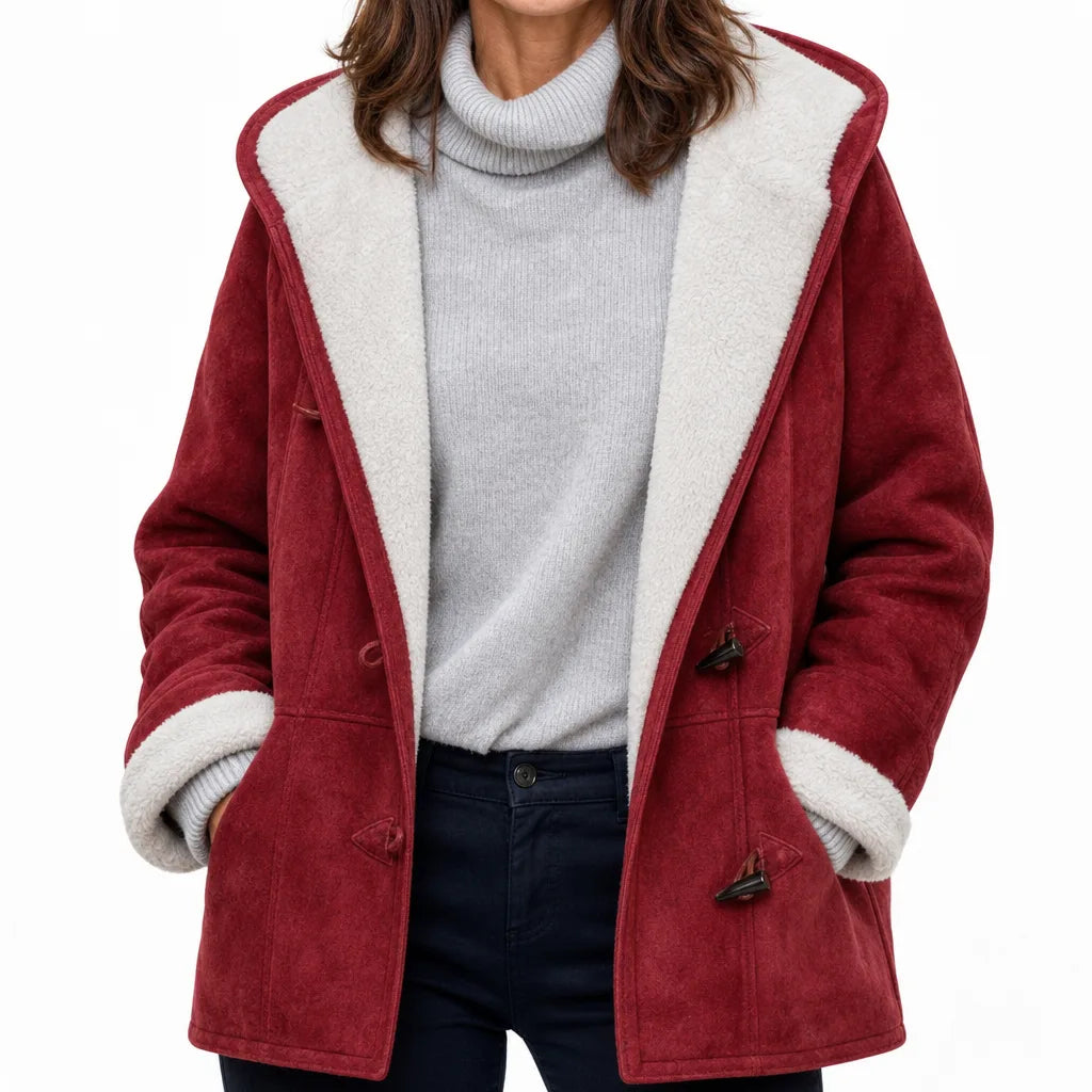 Ella Duffle Coat - Color:Red;Size:XS