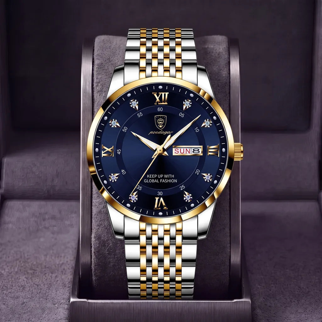 Ellis | Men's Stainless Steel Watch - Color:Silver Tone Blue Dial