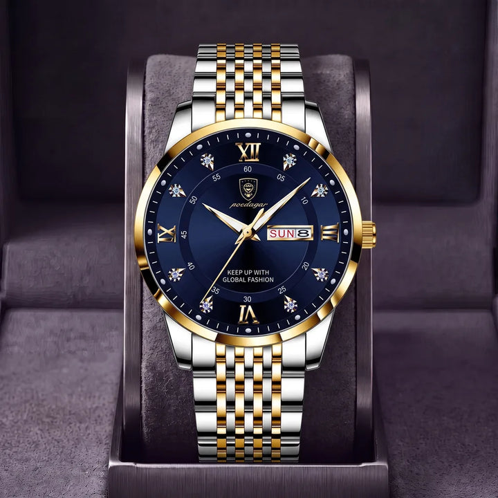 Ellis | Men's Stainless Steel Watch - Color:Silver Tone Blue Dial