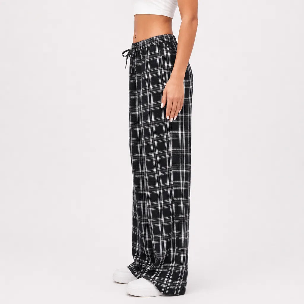 Women's Elodie Plaid Wide-Leg Pants -G