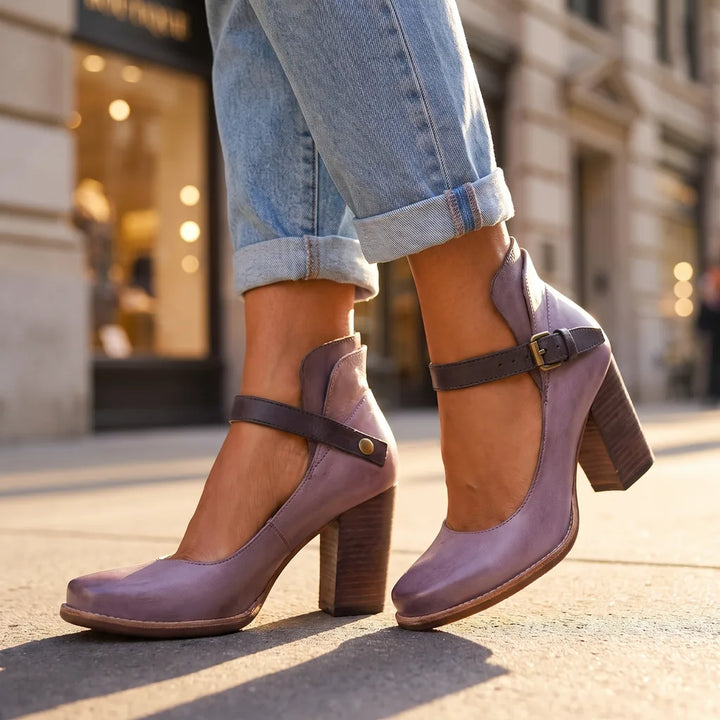 Elodie | Womens Mary Jane Heel Shoes - Color:Purple;Size:35
