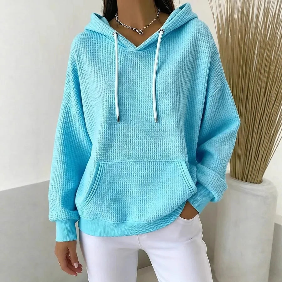 Eloise | Women's Textured Hoodie  - Color:Blue;Size:XS