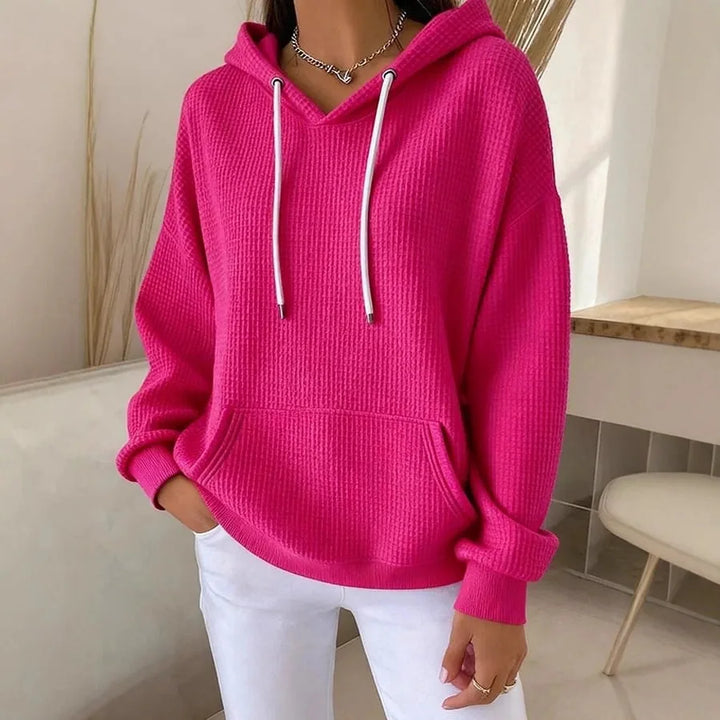 Eloise | Women's Textured Hoodie  - Color:Fuchsia;Size:XS