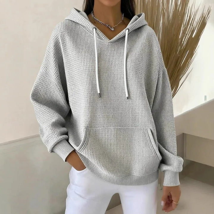 Eloise | Women's Textured Hoodie  - Color:Gray;Size:XS