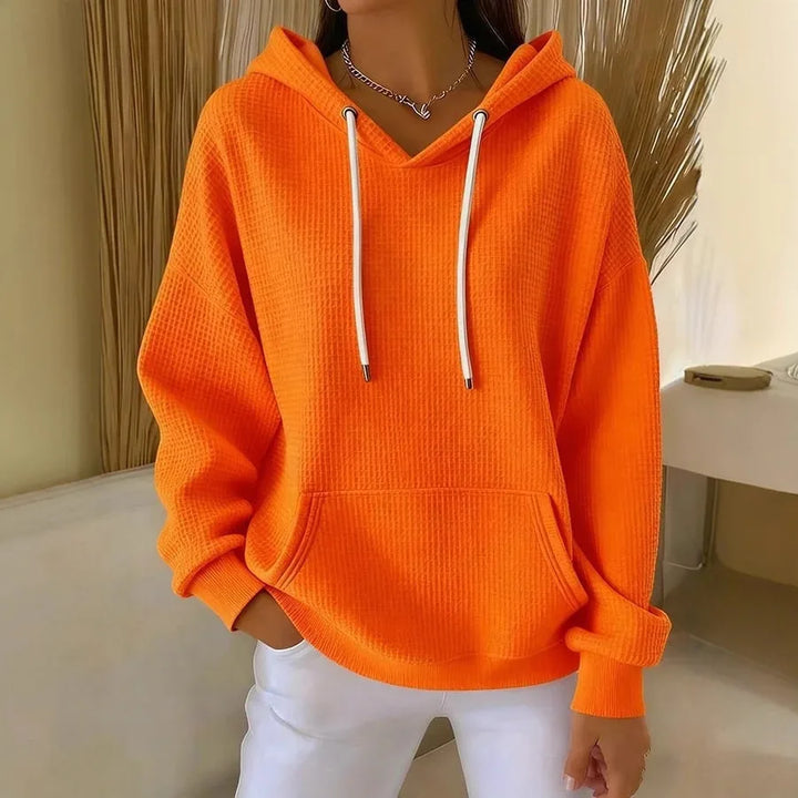 Eloise | Women's Textured Hoodie  - Color:Orange;Size:XS