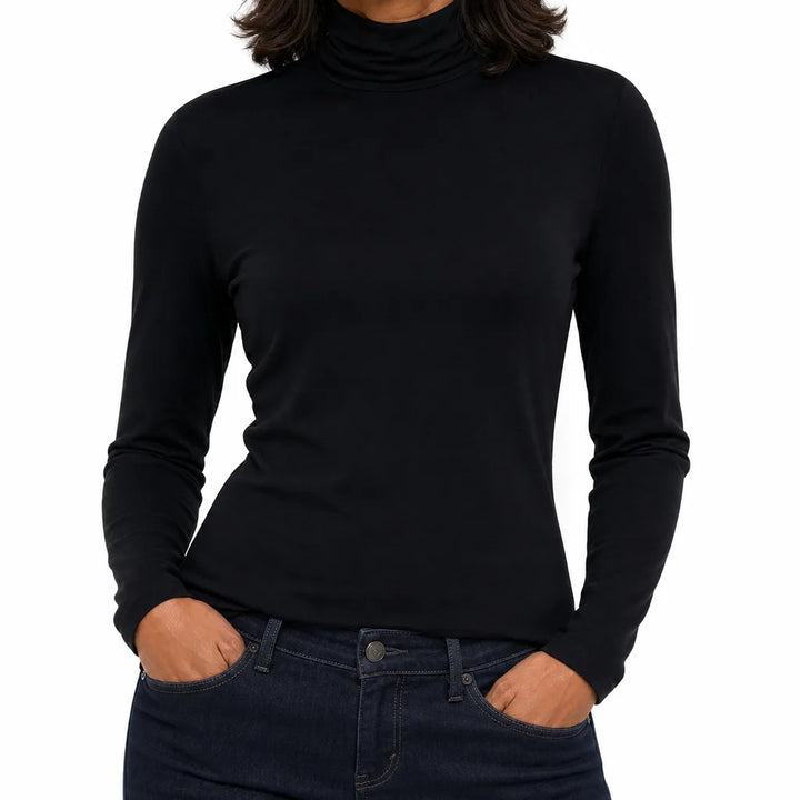 Elowen |  Long Sleeve Warm Fall Turtleneck - Color:Black;Size:S