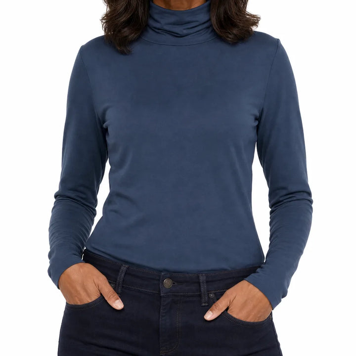 Elowen |  Long Sleeve Warm Fall Turtleneck - Color:Blue;Size:S