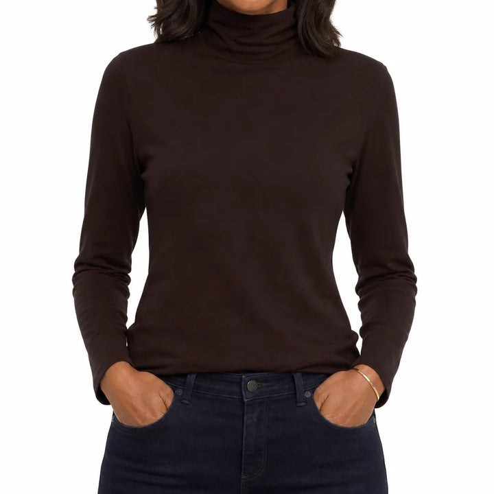 Elowen |  Long Sleeve Warm Fall Turtleneck - Color:Brown;Size:S