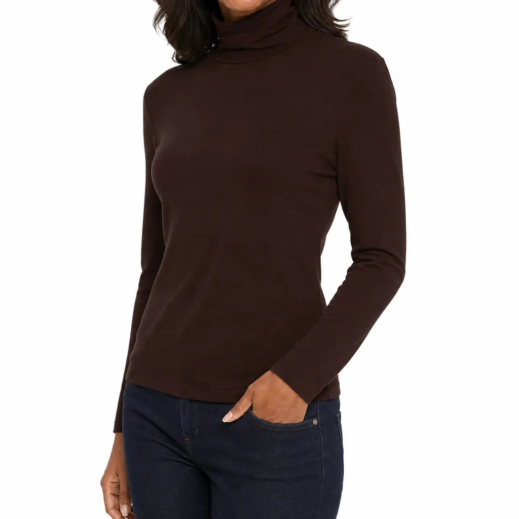 Women's Brown Clive Fleece Turtleneck Tee