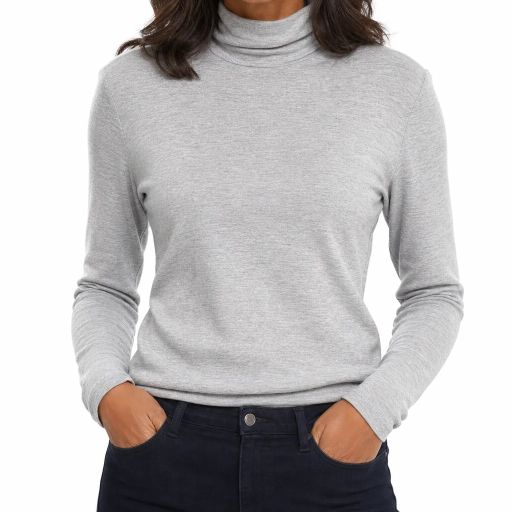 Elowen |  Long Sleeve Warm Fall Turtleneck - Color:Gray;Size:S