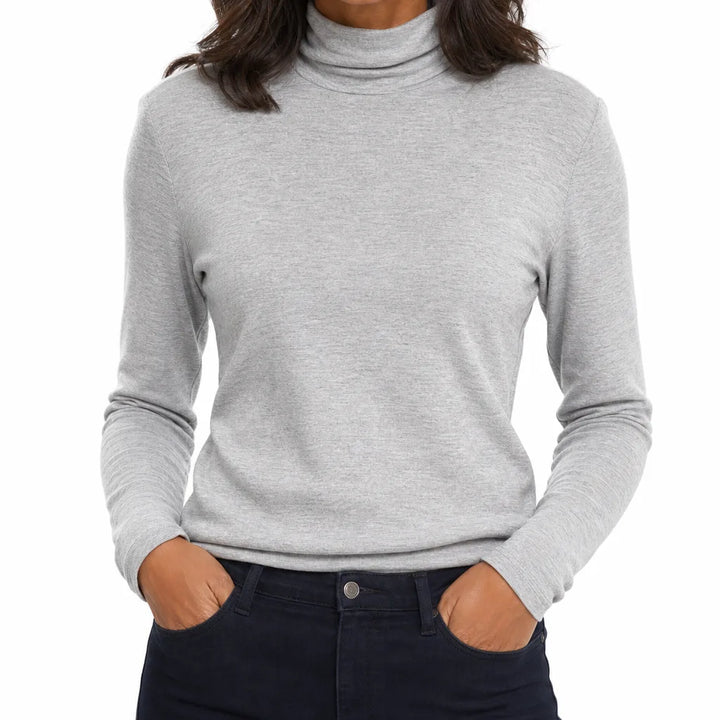 Elowen |  Long Sleeve Warm Fall Turtleneck - Color:Gray;Size:S