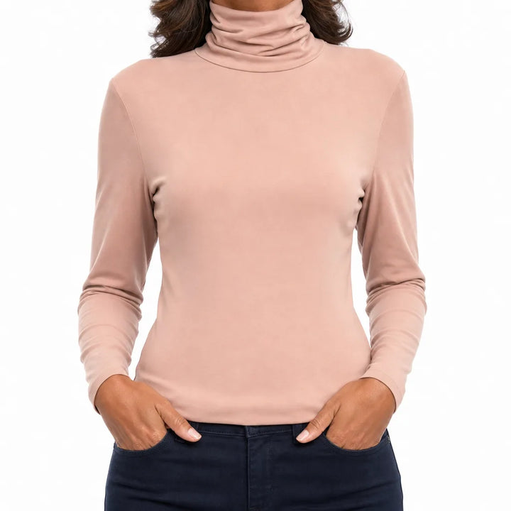 Elowen |  Long Sleeve Warm Fall Turtleneck - Color:Pink;Size:S
