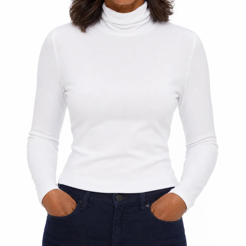 Elowen |  Long Sleeve Warm Fall Turtleneck - Color:White;Size:S