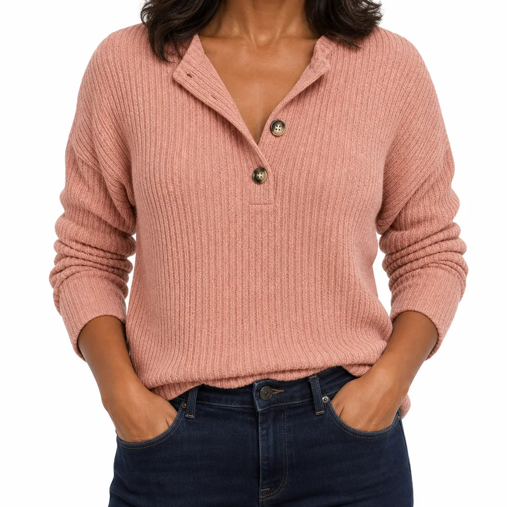Women's Pink Faulkner Ribbed Half-Placket Pullover