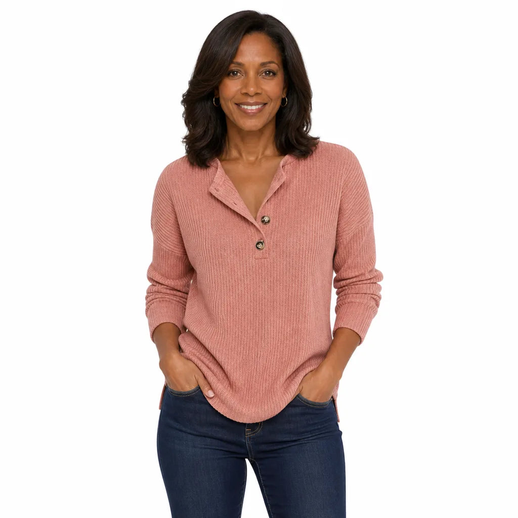 Women's Pink Faulkner Ribbed Half-Placket Pullover
