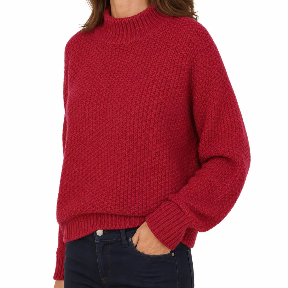 Women's Red Garland Turtleneck Knit Sweater