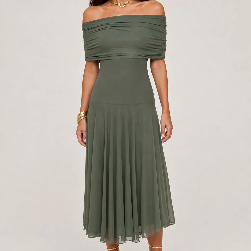 Elsie | Elegant Floral Evening Maxi Dress - Color:Green;Size:XS