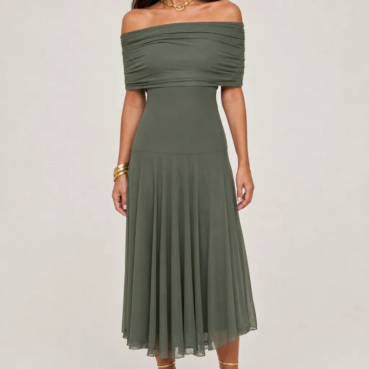 Elsie | Elegant Floral Evening Maxi Dress - Color:Green;Size:XS