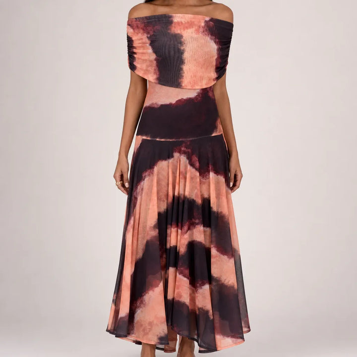 Elsie | Elegant Floral Evening Maxi Dress - Color:Tie-Dye;Size:XS