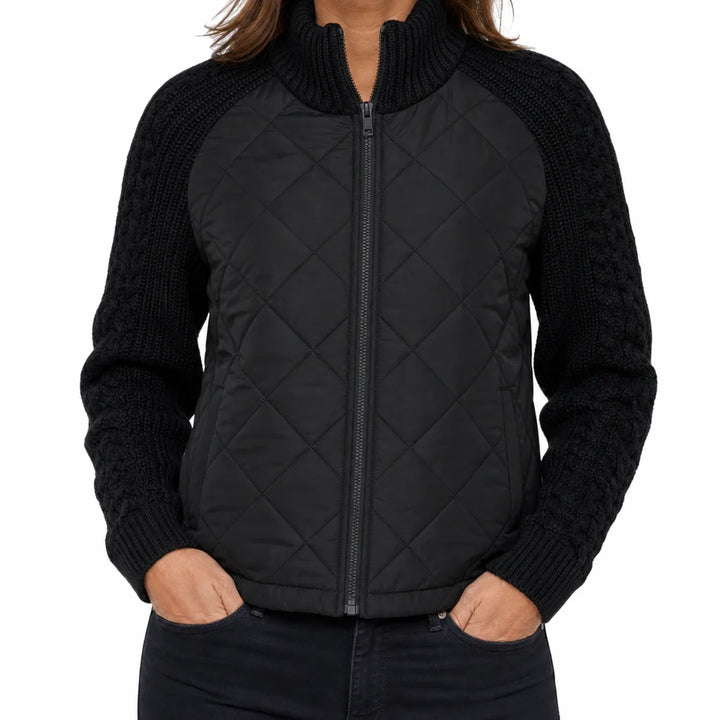Elsie | Womens Cropped Fall Puffer Jacket - Color:Black;Size:XS