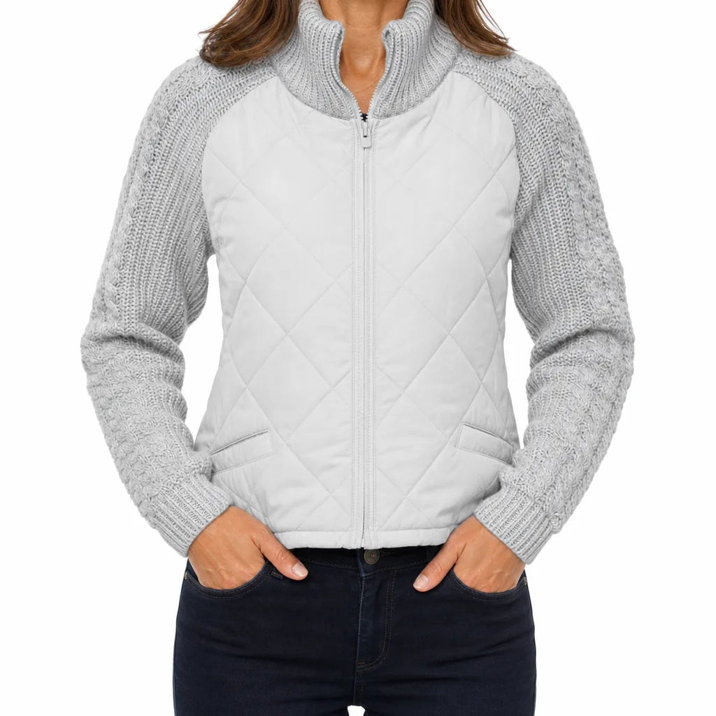 Elsie | Womens Cropped Fall Puffer Jacket - Color:Gray;Size:XS