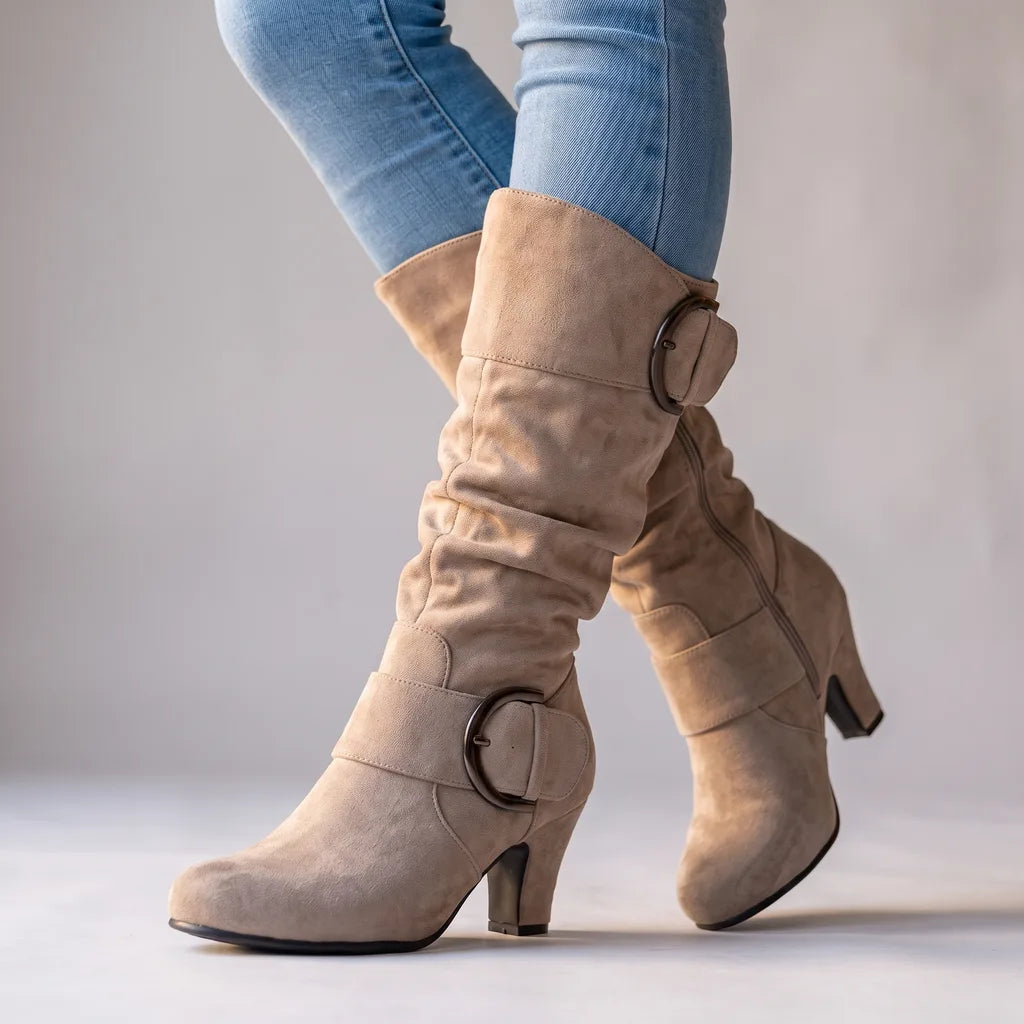 Elysia | Women's Orthopedic Buckle Boots - Color:Beige;Size:36