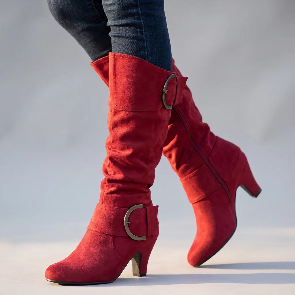 Elysia | Women's Orthopedic Buckle Boots - Color:Red;Size:36