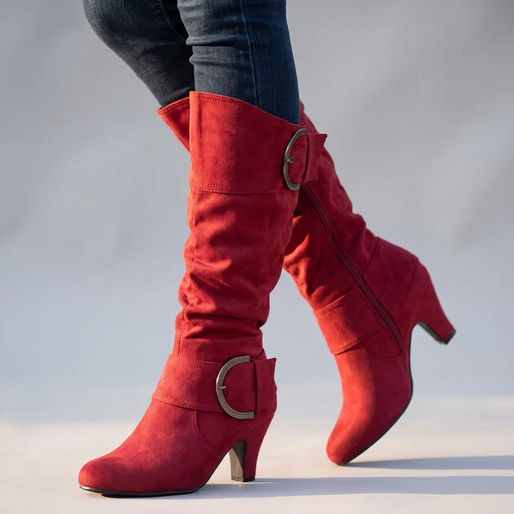 Elysia | Women's Orthopedic Buckle Boots - Color:Red;Size:36