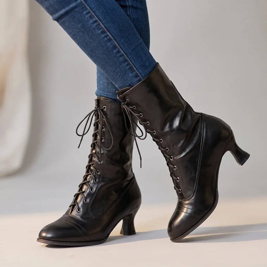 Emelia | Women's Orthopedic Mid-Calf Boots - Color:Black;Size:35