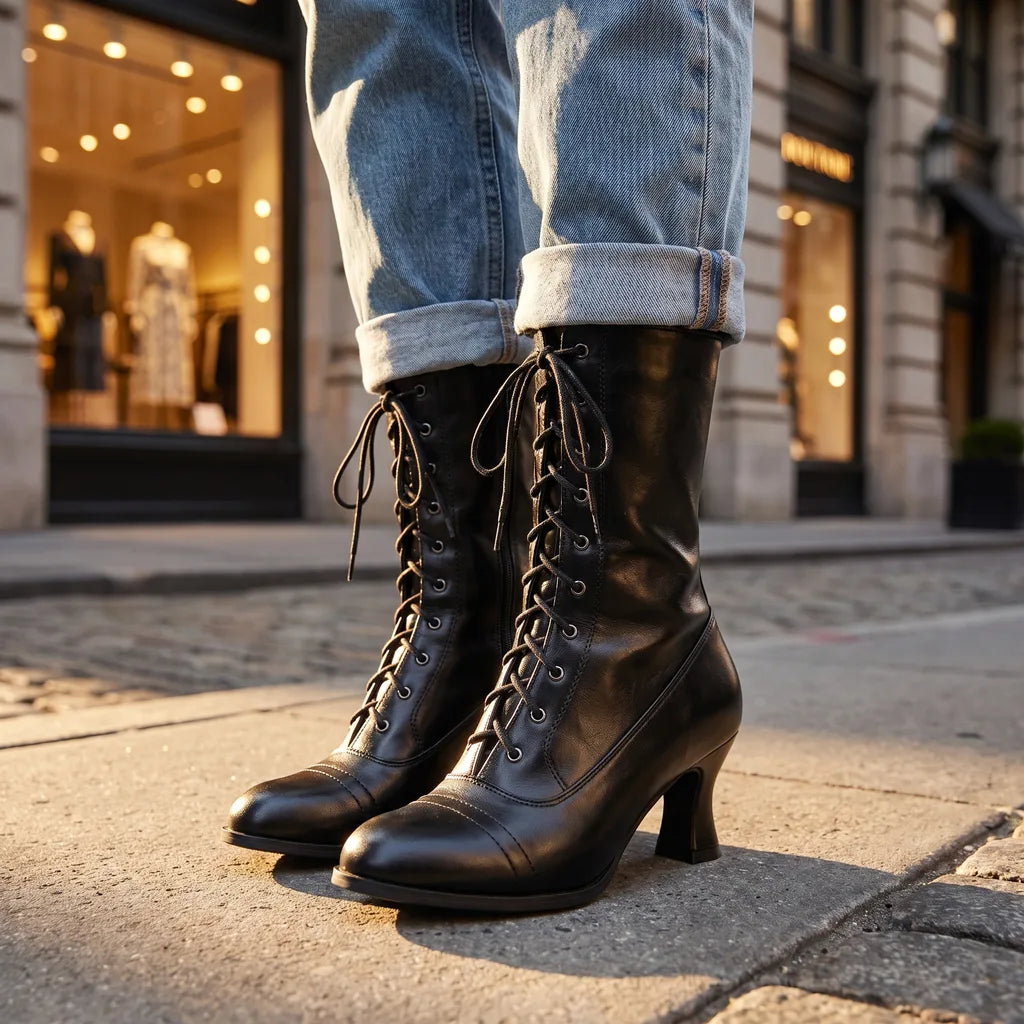 Women's Black Sawyer Lace-Up Mid Boots