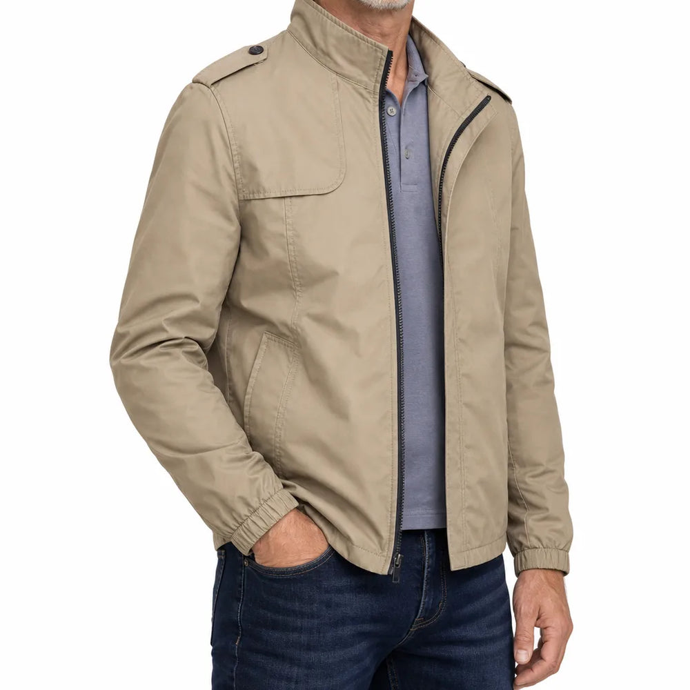 Men's Beige Cromwell Zip Neck Jacket