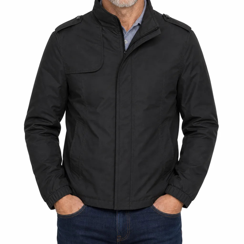 Emerson | Stand Collar Windbreaker Zip Jacket - Color:Black;Size:S