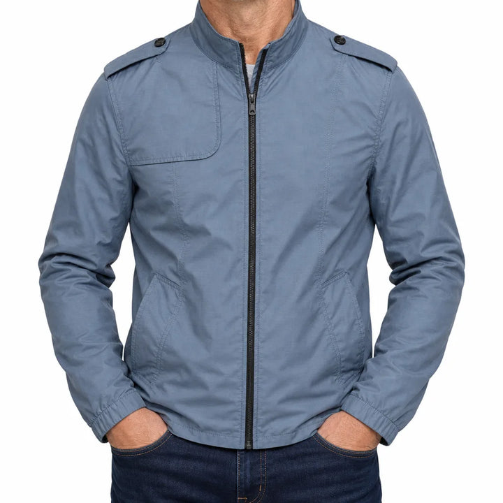 Emerson | Stand Collar Windbreaker Zip Jacket - Color:Blue;Size:S