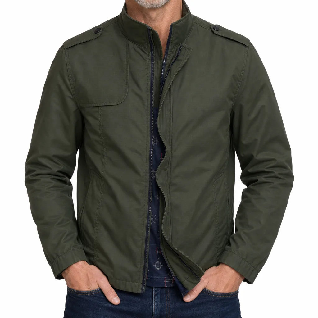 Emerson | Stand Collar Windbreaker Zip Jacket - Color:Green;Size:S