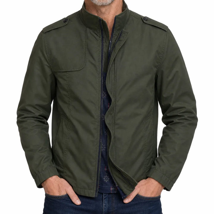 Emerson | Stand Collar Windbreaker Zip Jacket - Color:Green;Size:S